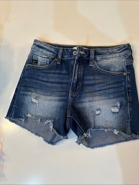 KanCan Dark Blue Distressed Denim Shorts